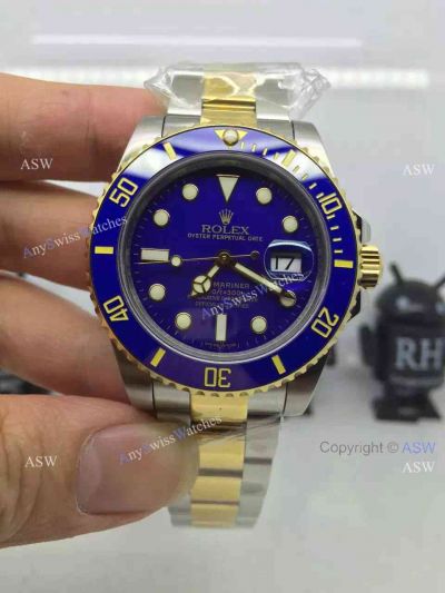 Replica Swiss Rolex GMT- Master II Watch 2-Tone Blue Dial